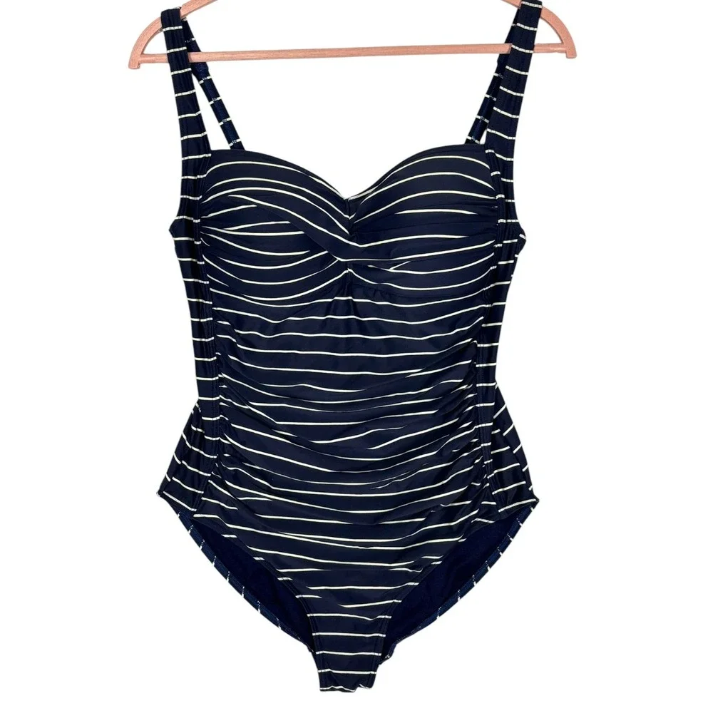 NIPTUCK SWIM Multi Fit Cup Sorrento Stripe Joanne One Piece Swimsuit Sz 10 Navy - Picture 2 of 8
